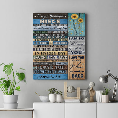 Personalized To My Beautiful Niece Canvas from Aunt Auntie Uncle Is A Good Day To Great Day Wood Birthday Custom Wall Art Print Home Decor Framed Canvas | teecentury