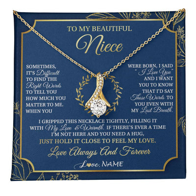Alluring Beauty Necklace 18K Yellow Gold Finish | 1 | Personalized To My Beautiful Niece From Aunt Uncle I Gripped This Necklace Niece Jewelry Birthday Gifts Christmas Customized Gift Box Message Card | teecentury