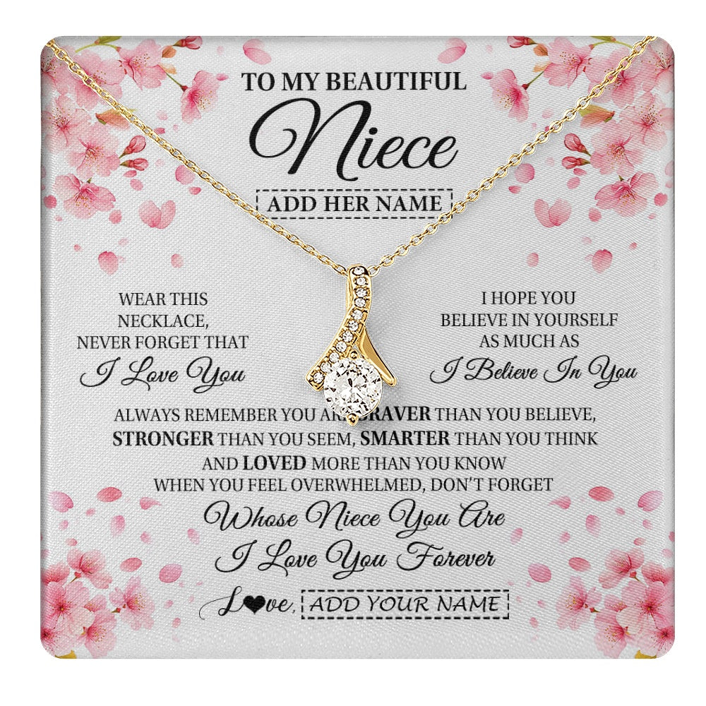 Alluring Beauty Necklace 18K Yellow Gold Finish | 1 | Personalized To My Beautiful Niece From Aunt Uncle Necklace Never Forget Birthday Gifts For Niece Birthday Gift Graduation Christmas Gift Box Message Card | teecentury.myshopify