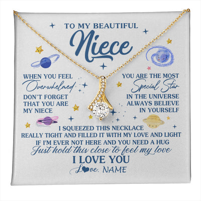 Alluring Beauty Necklace 18K Yellow Gold Finish | 1 | Personalized To My Beautiful Niece Gifs From Aunt Necklace Inspirational Niece Birthday Gifts Jewelry Graduation Christmas Customized Gift Box Message Card | teecentury