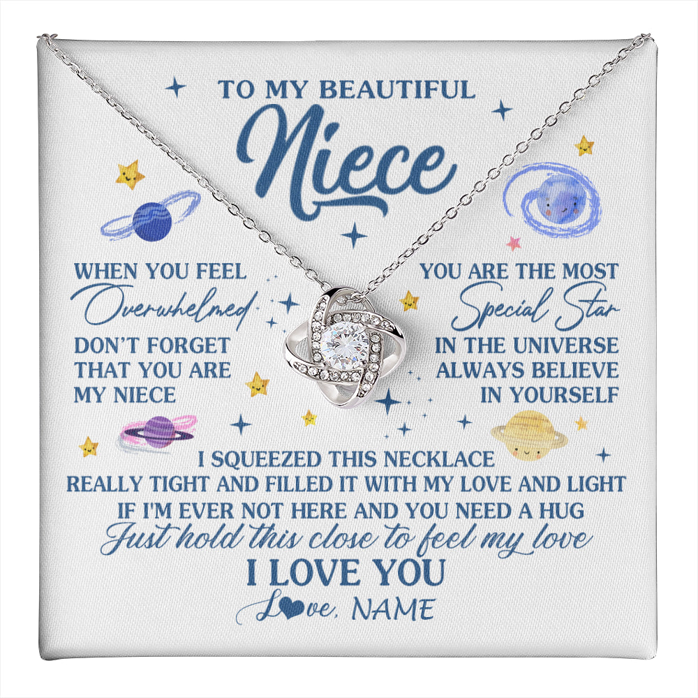 Love Knot Necklace 14K White Gold Finish | 1 | Personalized To My Beautiful Niece Gifs From Aunt Necklace Inspirational Niece Birthday Gifts Jewelry Graduation Christmas Customized Gift Box Message Card | teecentury