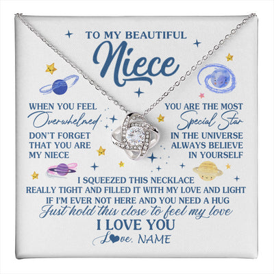 Love Knot Necklace 14K White Gold Finish | 1 | Personalized To My Beautiful Niece Gifs From Aunt Necklace Inspirational Niece Birthday Gifts Jewelry Graduation Christmas Customized Gift Box Message Card | teecentury