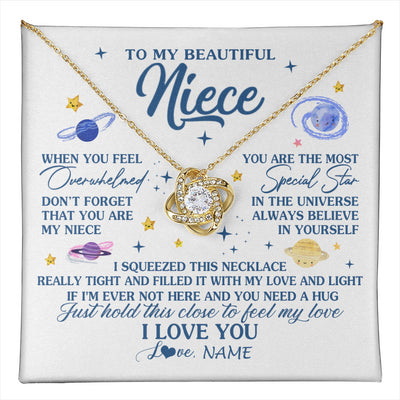 Love Knot Necklace 18K Yellow Gold Finish | 1 | Personalized To My Beautiful Niece Gifs From Aunt Necklace Inspirational Niece Birthday Gifts Jewelry Graduation Christmas Customized Gift Box Message Card | teecentury