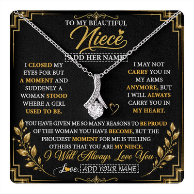 Alluring Beauty Necklace 14K White Gold Finish | 1 | Personalized To My Beautiful Niece Gifts From Aunt Uncle Pendant Necklace I Close My Eyes Niece Birthday Gifts Christmas Graduation Gift Box Message Card | https://teecentury.