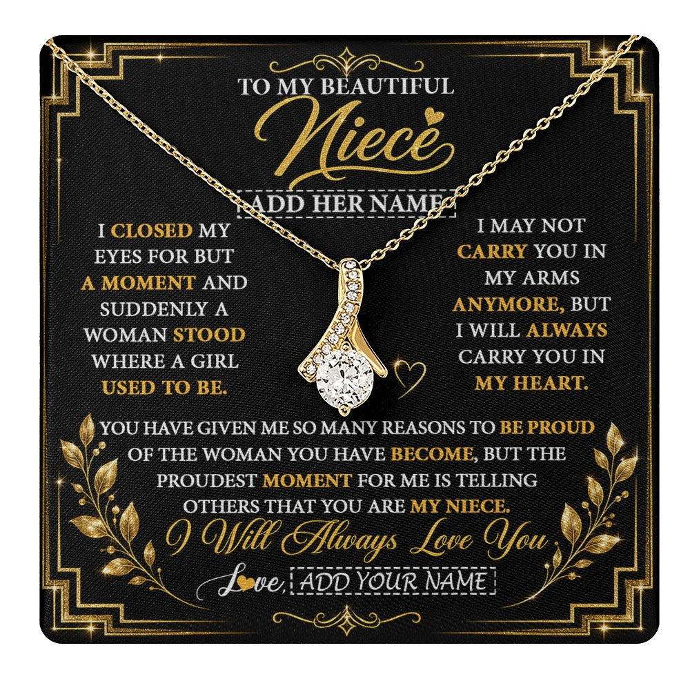 Alluring Beauty Necklace 18K Yellow Gold Finish | 1 | Personalized To My Beautiful Niece Gifts From Aunt Uncle Pendant Necklace I Close My Eyes Niece Birthday Gifts Christmas Graduation Gift Box Message Card | https://teecentury.