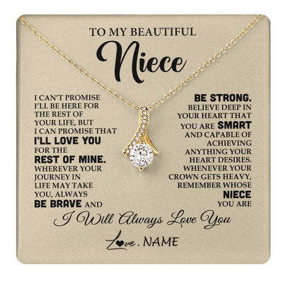 Alluring Beauty Necklace 18K Yellow Gold Finish | 1 | Personalized To My Beautiful Niece Gifts Necklace From Aunt Uncle Inspirational Birthday Gift For Niece Graduation Christmas Customized Gift Box Message Card | teecentury