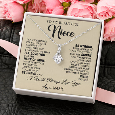 Alluring Beauty Necklace 14K White Gold Finish | 2 | Personalized To My Beautiful Niece Gifts Necklace From Aunt Uncle Inspirational Birthday Gift For Niece Graduation Christmas Customized Gift Box Message Card | teecentury