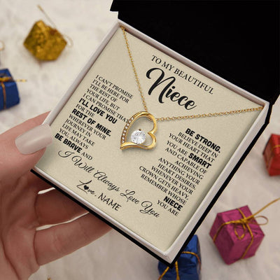Forever Love Necklace 18K Yellow Gold Finish | 2 | Personalized To My Beautiful Niece Gifts Necklace From Aunt Uncle Inspirational Birthday Gift For Niece Graduation Christmas Customized Gift Box Message Card | teecentury