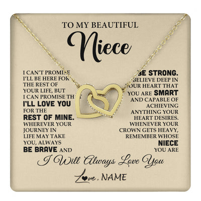 Interlocking Hearts Necklace 18K Yellow Gold Finish | 1 | Personalized To My Beautiful Niece Gifts Necklace From Aunt Uncle Inspirational Birthday Gift For Niece Graduation Christmas Customized Gift Box Message Card | teecentury