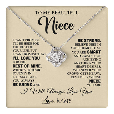 Love Knot Necklace 14K White Gold Finish | 1 | Personalized To My Beautiful Niece Gifts Necklace From Aunt Uncle Inspirational Birthday Gift For Niece Graduation Christmas Customized Gift Box Message Card | teecentury