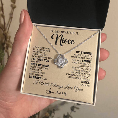 Love Knot Necklace 14K White Gold Finish | 2 | Personalized To My Beautiful Niece Gifts Necklace From Aunt Uncle Inspirational Birthday Gift For Niece Graduation Christmas Customized Gift Box Message Card | teecentury