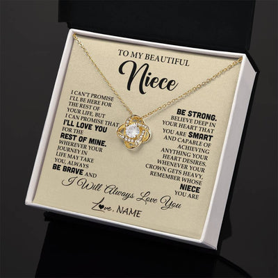 Love Knot Necklace 18K Yellow Gold Finish | 2 | Personalized To My Beautiful Niece Gifts Necklace From Aunt Uncle Inspirational Birthday Gift For Niece Graduation Christmas Customized Gift Box Message Card | teecentury