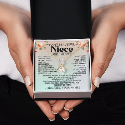 Alluring Beauty Necklace 18K Yellow Gold Finish | 2 | Personalized To My Beautiful Niece Gifts Necklace From Aunt Uncle Love Jewelry For Niece Birthday Gifts Wedding Christmas Customized Gift Box Message Card | teecentury