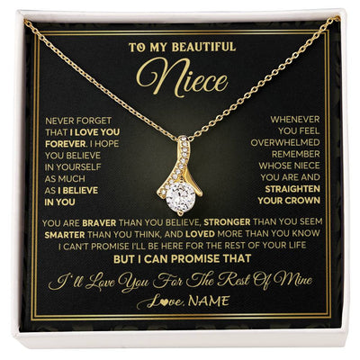 Alluring Beauty Necklace 18K Yellow Gold Finish | 1 | Personalized To My Beautiful Niece Necklace From Aunt Auntie I Love You Jewelry Gifts For Niece Birthday Graduation Christmas Customized Gift Box Message Card | teecentury