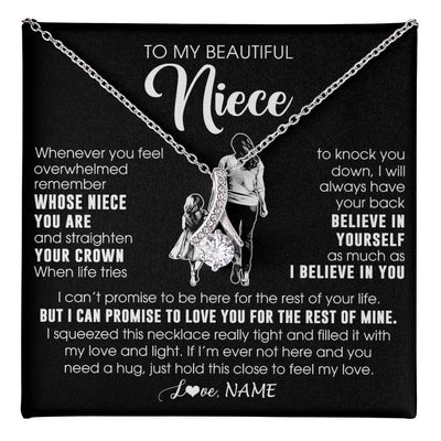 Alluring Beauty Necklace 14K White Gold Finish | 1 | Personalized To My Beautiful Niece Necklace From Aunt Believe In Yourself Niece Birthday Gifts Jewelry Graduation Christmas Customized Message Card | teecentury