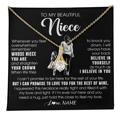 Alluring Beauty Necklace 18K Yellow Gold Finish | 1 | Personalized To My Beautiful Niece Necklace From Aunt Believe In Yourself Niece Birthday Gifts Jewelry Graduation Christmas Customized Message Card | teecentury