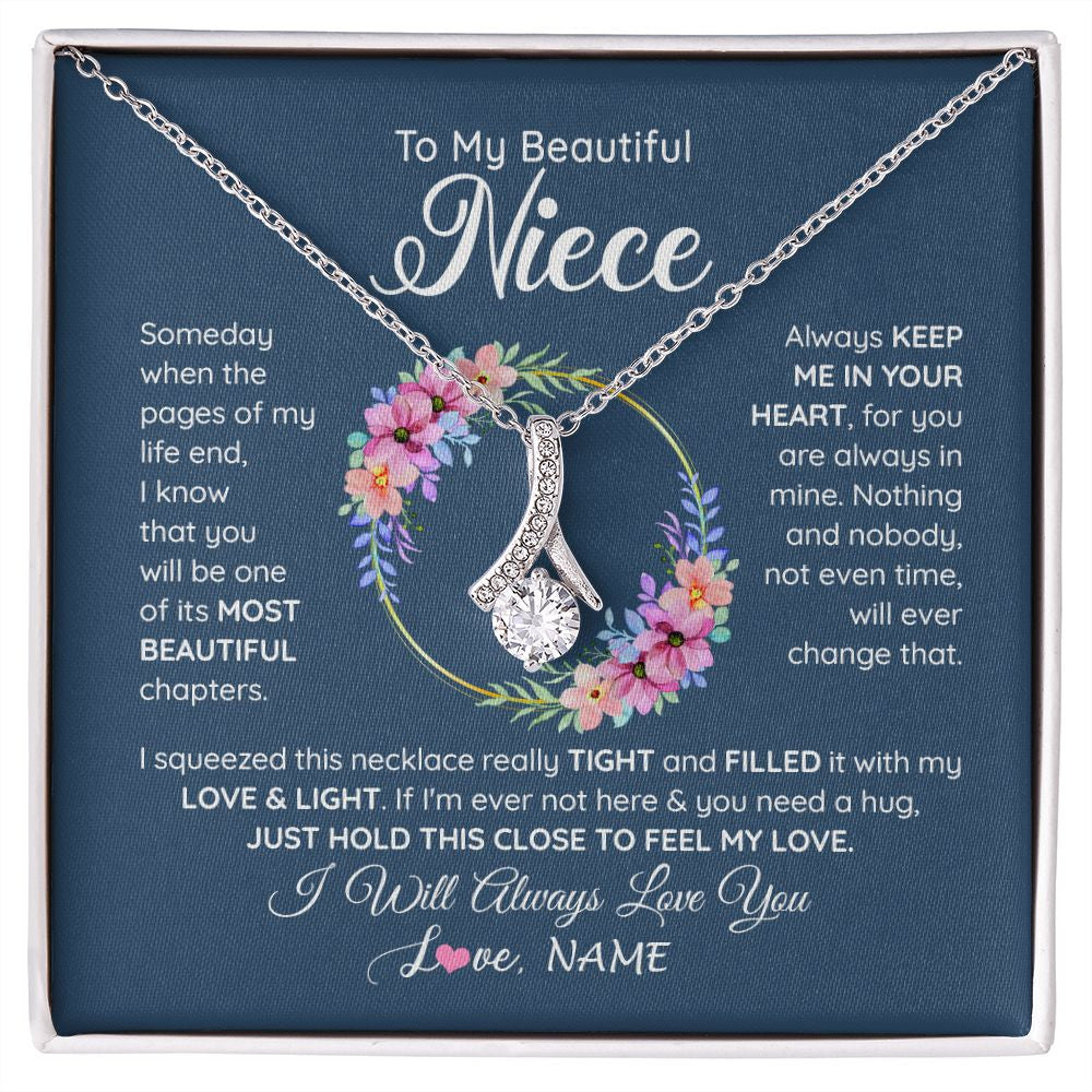 Alluring Beauty Necklace | Personalized To My Beautiful Niece Necklace From Aunt Someday Someday When The Pages Niece Birthday Graduation Christmas Customized Gift Box Message Card | teecentury