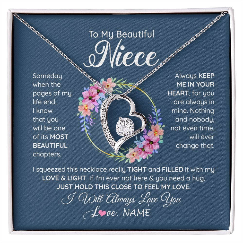 Forever Love Necklace | Personalized To My Beautiful Niece Necklace From Aunt Someday Someday When The Pages Niece Birthday Graduation Christmas Customized Gift Box Message Card | teecentury