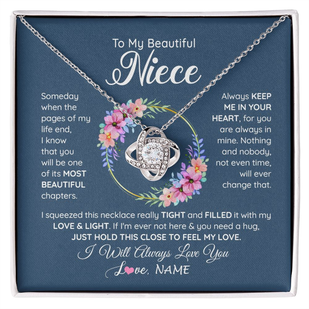 Love Knot Necklace | Personalized To My Beautiful Niece Necklace From Aunt Someday Someday When The Pages Niece Birthday Graduation Christmas Customized Gift Box Message Card | teecentury