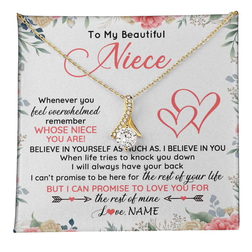 Alluring Beauty Necklace 18K Yellow Gold Finish | 1 | Personalized To My Beautiful Niece Necklace From Aunt Uncle Auntie Believe In You Niece Birthday Graduation Christmas Jewelry Customized Gift Box Message Card | teecentury