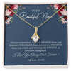 Alluring Beauty Necklace 18K Yellow Gold Finish | Personalized To My Beautiful Niece Necklace From Aunt Uncle Braver Stronger Smarter Niece Pendant Jewelry Birthday Graduation Christmas Customized Message Card | teecentury