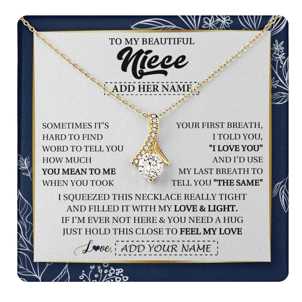 Alluring Beauty Necklace 18K Yellow Gold Finish | 1 | Personalized To My Beautiful Niece Necklace From Aunt Uncle Feel My Love Valentine Gifts For Niece Birthday Graduation Christmas Custom Gift Box Message Card | teecentury.myshopify