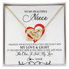 Interlocking Hearts Necklace 18K Yellow Gold Finish | Personalized To My Beautiful Niece Necklace From Aunt Uncle Filled With My Love and Light Niece Pendant Jewelry Birthday Christmas Customized Message Card | teecentury