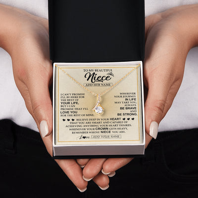 Alluring Beauty Necklace 18K Yellow Gold Finish | 2 | Personalized To My Beautiful Niece Necklace From Aunt Uncle Jewelry Present For Women Niece Birthday Mother's Day Wedding Day Christmas Gift Box Message Card | teecentury