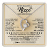 Forever Love Necklace 14K White Gold Finish | 1 | Personalized To My Beautiful Niece Necklace From Aunt Uncle Jewelry Present For Women Niece Birthday Mother's Day Wedding Day Christmas Gift Box Message Card | teecentury
