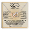 Interlocking Hearts Necklace Stainless Steel & Rose Gold Finish | 1 | Personalized To My Beautiful Niece Necklace From Aunt Uncle Jewelry Present For Women Niece Birthday Mother's Day Wedding Day Christmas Gift Box Message Card | teecentury
