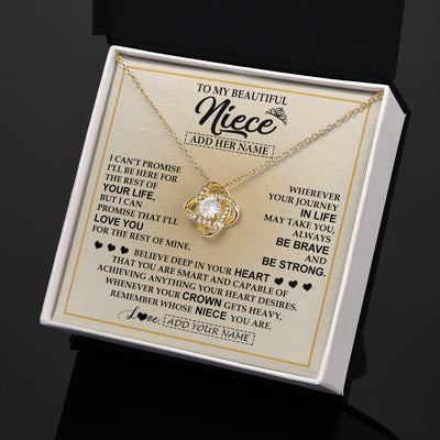 Love Knot Necklace 18K Yellow Gold Finish | 2 | Personalized To My Beautiful Niece Necklace From Aunt Uncle Jewelry Present For Women Niece Birthday Mother's Day Wedding Day Christmas Gift Box Message Card | teecentury