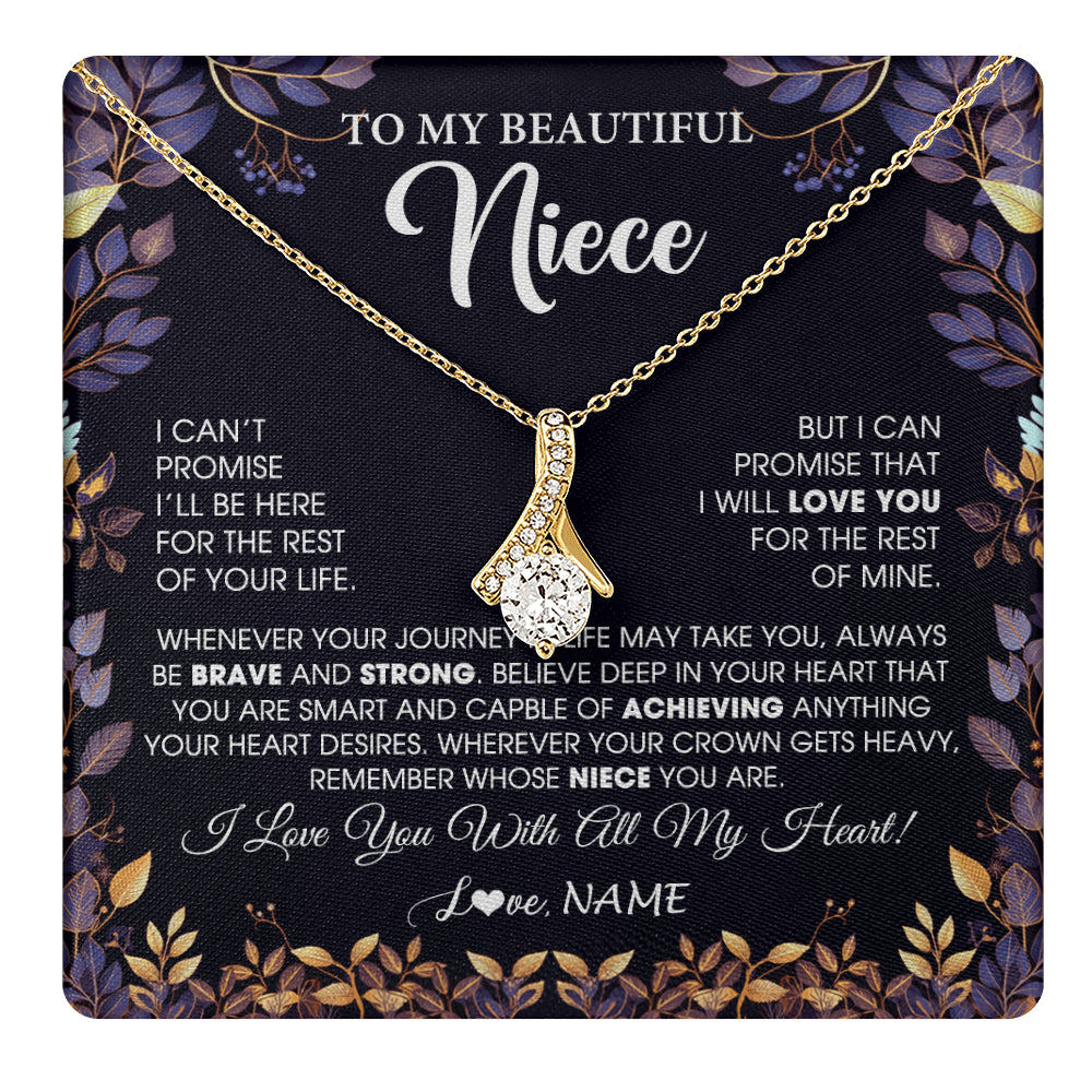 Alluring Beauty Necklace 18K Yellow Gold Finish | 1 | Personalized To My Beautiful Niece Necklace From Aunt Uncle Promise Necklace Birthday Gift For Niece Graduation Christmas Customized Gift Box Message Card | teecentury