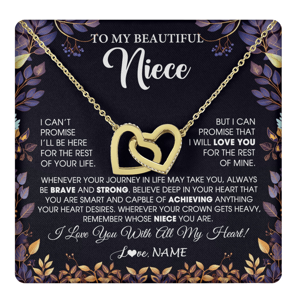 Interlocking Hearts Necklace 18K Yellow Gold Finish | 1 | Personalized To My Beautiful Niece Necklace From Aunt Uncle Promise Necklace Birthday Gift For Niece Graduation Christmas Customized Gift Box Message Card | teecentury