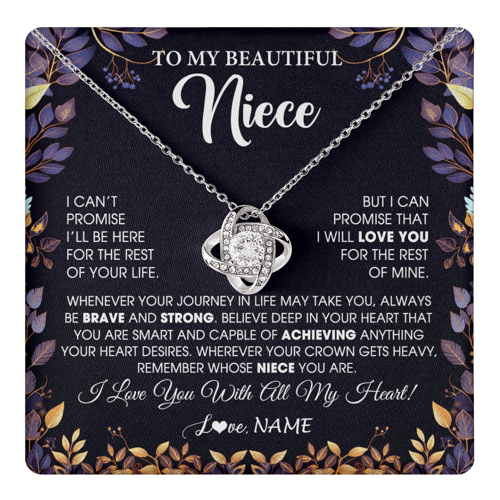 Love Knot Necklace 14K White Gold Finish | 1 | Personalized To My Beautiful Niece Necklace From Aunt Uncle Promise Necklace Birthday Gift For Niece Graduation Christmas Customized Gift Box Message Card | teecentury