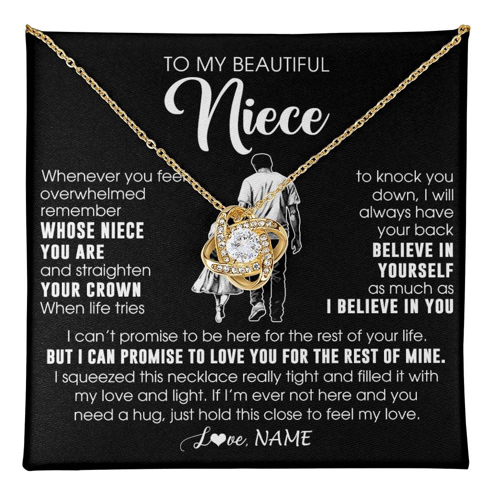 Love Knot Necklace 18K Yellow Gold Finish | 1 | Personalized To My Beautiful Niece Necklace From Uncle Believe In Yourself Niece Birthday Gifts Jewelry Graduation Christmas Customized Message Card | teecentury