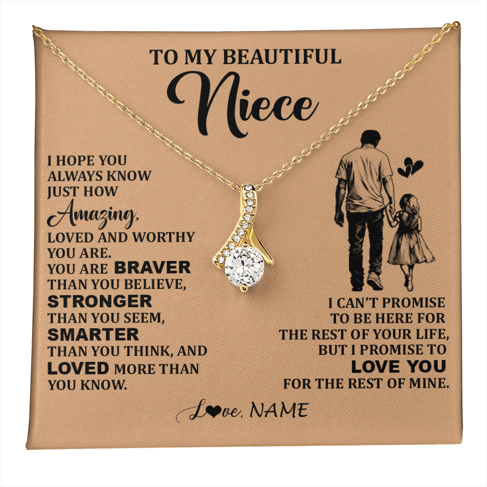 Alluring Beauty Necklace 18K Yellow Gold Finish | 1 | Personalized To My Beautiful Niece Necklace From Uncle Promise To Love You Niece Birthday Valentines Day Graduation Christmas Customized Gift Box Message Card | teecentury