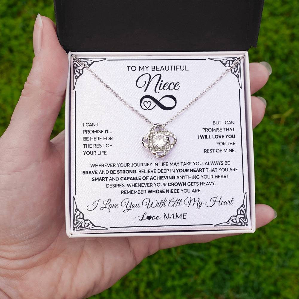 Love Knot Necklace 14K White Gold Finish | 2 | Personalized To My Beautiful Niece Necklace Women Girls From Aunt Uncle Love You Niece Birthday Gifts Jewelry Christmas Customized Gift Box Message Card | teecentury