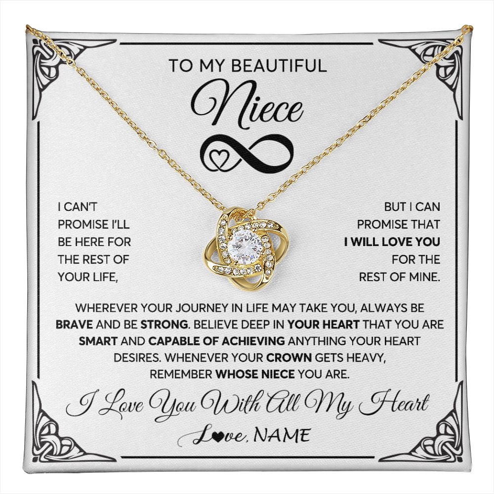 Love Knot Necklace 18K Yellow Gold Finish | 1 | Personalized To My Beautiful Niece Necklace Women Girls From Aunt Uncle Love You Niece Birthday Gifts Jewelry Christmas Customized Gift Box Message Card | teecentury