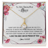 Alluring Beauty Necklace 18K Yellow Gold Finish | 1 | Personalized To My Beautiful Niece Necklace from Aunt Auntie Life Gave Me You Niece Birthday Thanksgiving Graduation Christmas Customized Gift Box Message Card | teecentury