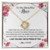 Love Knot Necklace 18K Yellow Gold Finish | 1 | Personalized To My Beautiful Niece Necklace from Aunt Auntie Life Gave Me You Niece Birthday Thanksgiving Graduation Christmas Customized Gift Box Message Card | teecentury