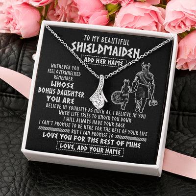 Alluring Beauty Necklace 14K White Gold Finish | 2 | Personalized To My Beautiful Shieldmaiden Viking Necklace Whenever You Feel Overwhelmed Bonus Daughter Birthday Gifts Christmas Custom Gift Box Message Card | teecentury.myshopify