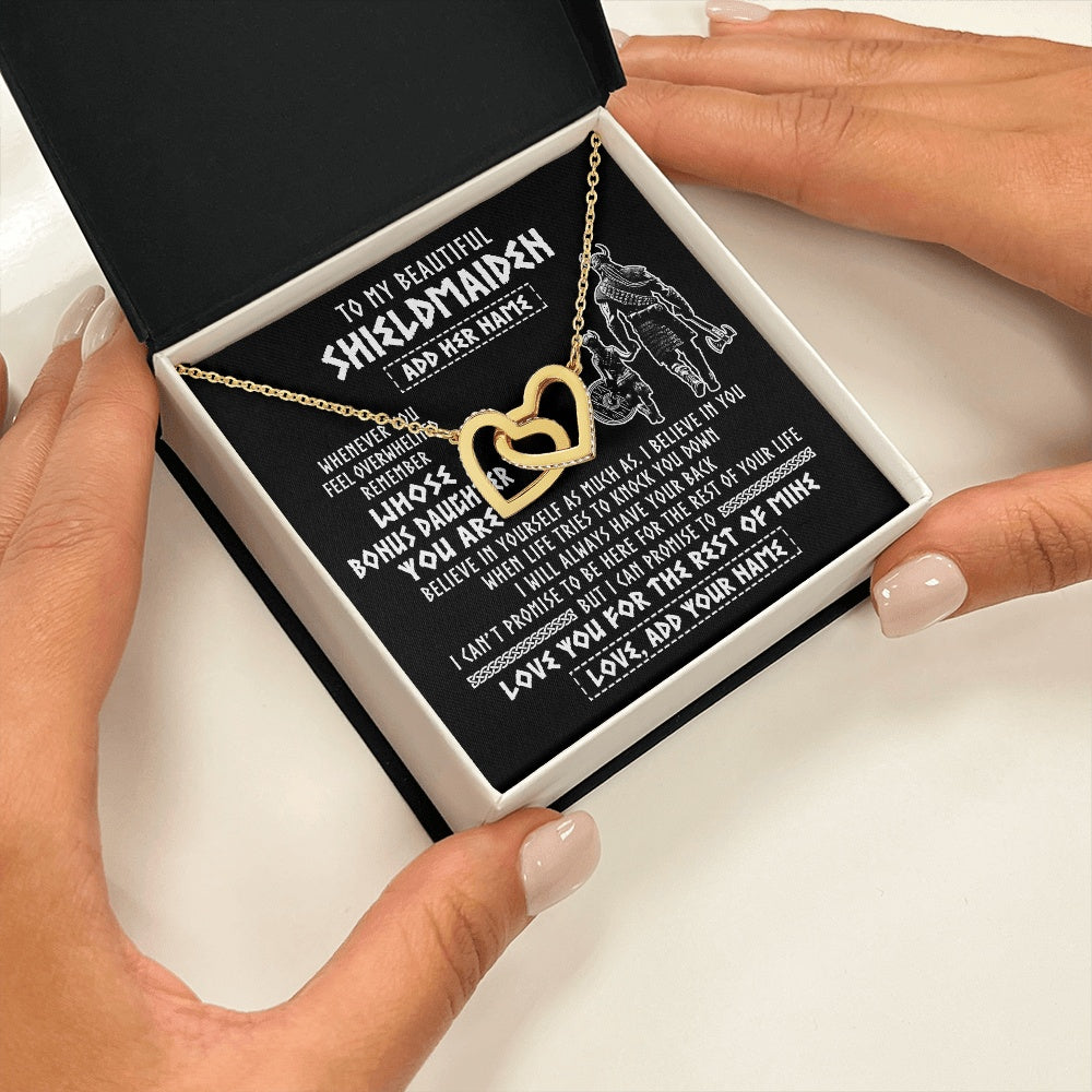 Interlocking Hearts Necklace 18K Yellow Gold Finish | 2 | Personalized To My Beautiful Shieldmaiden Viking Necklace Whenever You Feel Overwhelmed Bonus Daughter Birthday Gifts Christmas Custom Gift Box Message Card | teecentury.myshopify