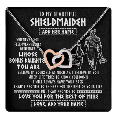 Interlocking Hearts Necklace Stainless Steel & Rose Gold Finish | 1 | Personalized To My Beautiful Shieldmaiden Viking Necklace Whenever You Feel Overwhelmed Bonus Daughter Birthday Gifts Christmas Custom Gift Box Message Card | teecentury.myshopify