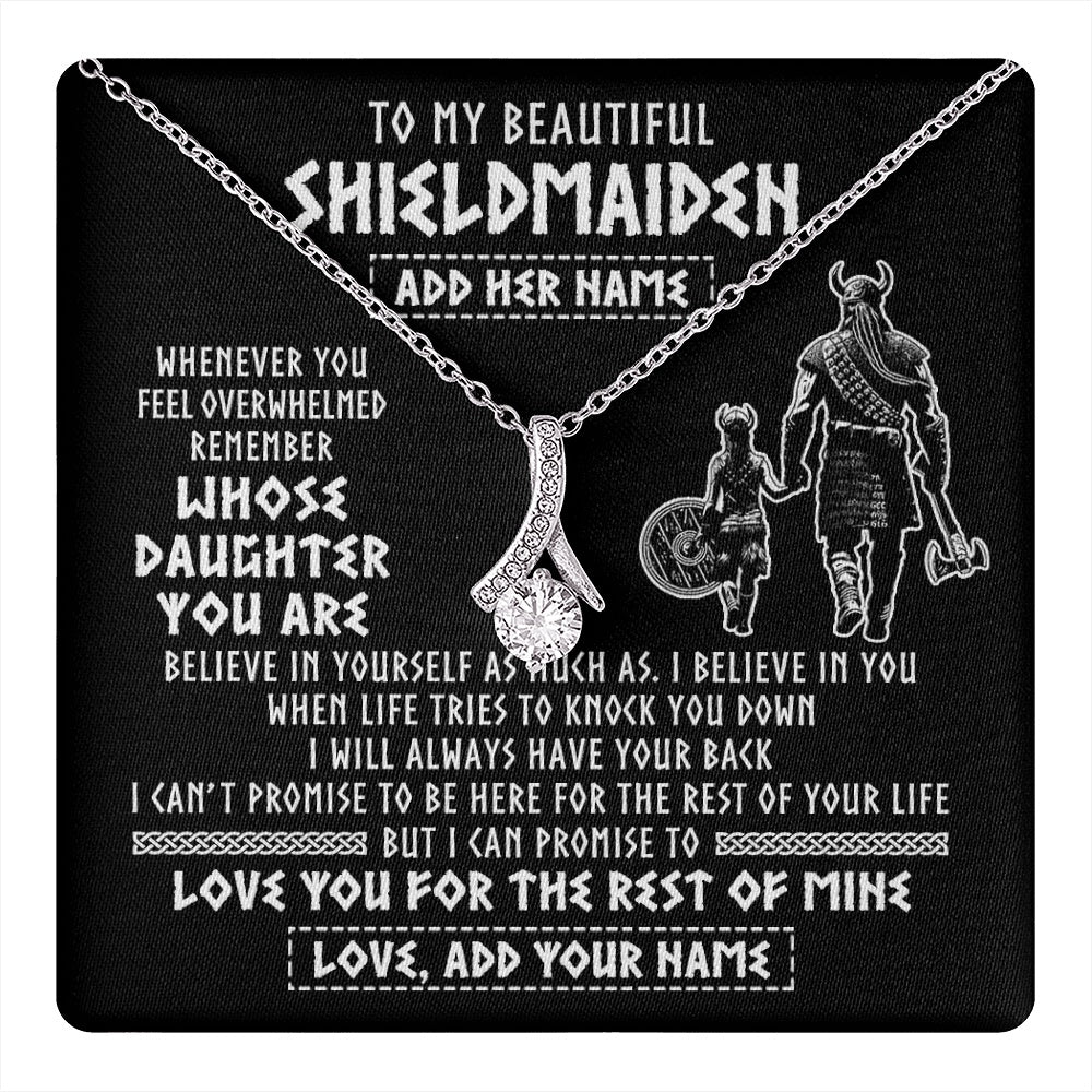 Alluring Beauty Necklace 14K White Gold Finish | 1 | Personalized To My Beautiful Shieldmaiden Viking Necklace Whenever You Feel Overwhelmed Daughter Birthday Gifts Christmas Customized Gift Box Message Card | teecentury.myshopify