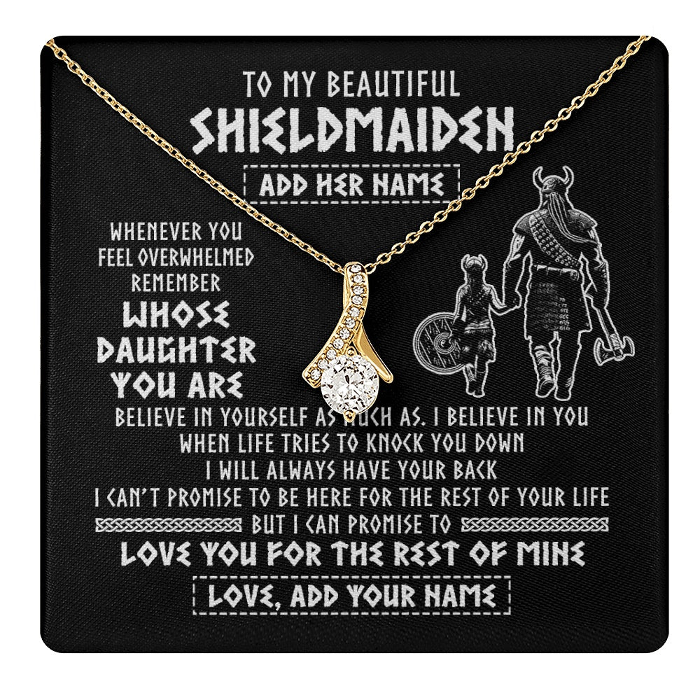 Alluring Beauty Necklace 18K Yellow Gold Finish | 1 | Personalized To My Beautiful Shieldmaiden Viking Necklace Whenever You Feel Overwhelmed Daughter Birthday Gifts Christmas Customized Gift Box Message Card | teecentury.myshopify