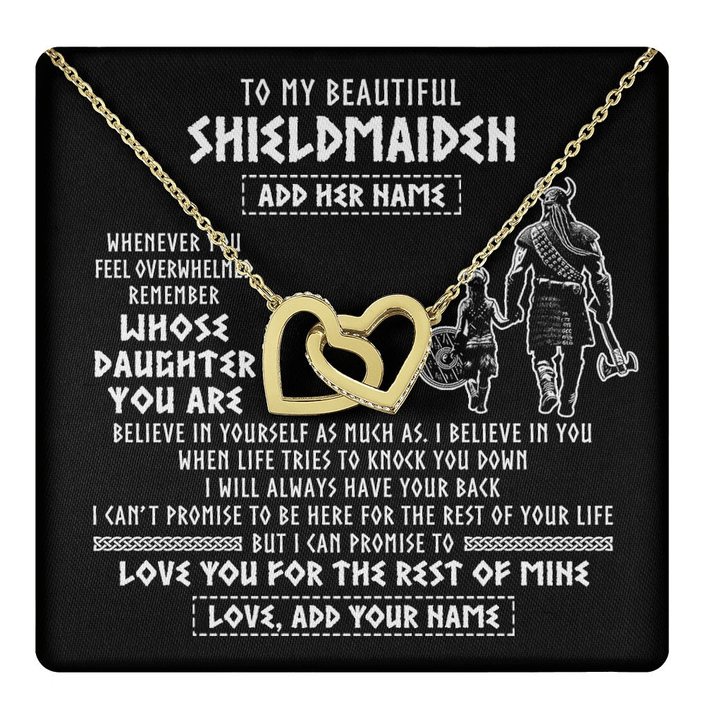Interlocking Hearts Necklace 18K Yellow Gold Finish | 1 | Personalized To My Beautiful Shieldmaiden Viking Necklace Whenever You Feel Overwhelmed Daughter Birthday Gifts Christmas Customized Gift Box Message Card | teecentury.myshopify