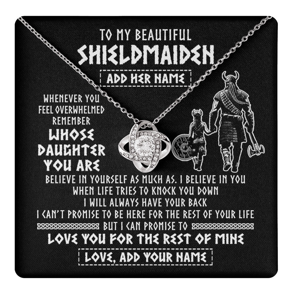 Love Knot Necklace 14K White Gold Finish | 1 | Personalized To My Beautiful Shieldmaiden Viking Necklace Whenever You Feel Overwhelmed Daughter Birthday Gifts Christmas Customized Gift Box Message Card | teecentury.myshopify