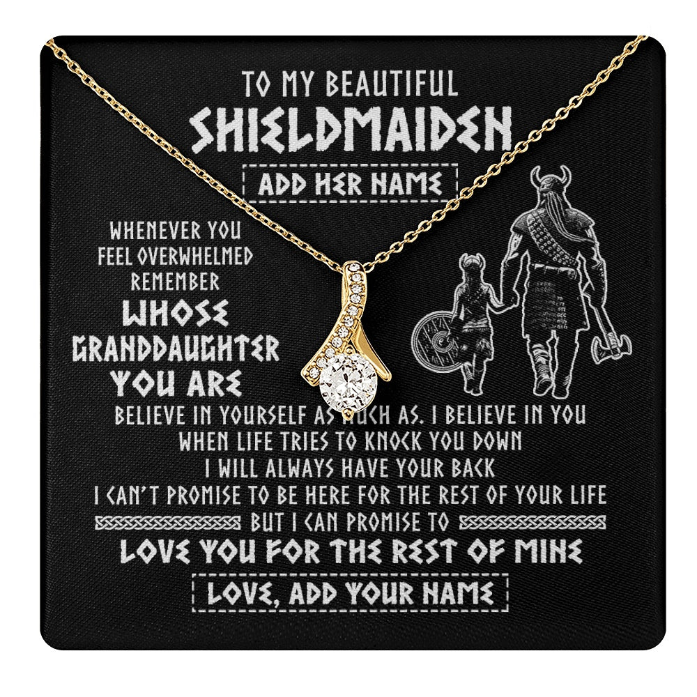 Alluring Beauty Necklace 18K Yellow Gold Finish | 1 | Personalized To My Beautiful Shieldmaiden Viking Necklace Whenever You Feel Overwhelmed Granddaughter Birthday Gifts Christmas Custom Gift Box Message Card | teecentury.myshopify