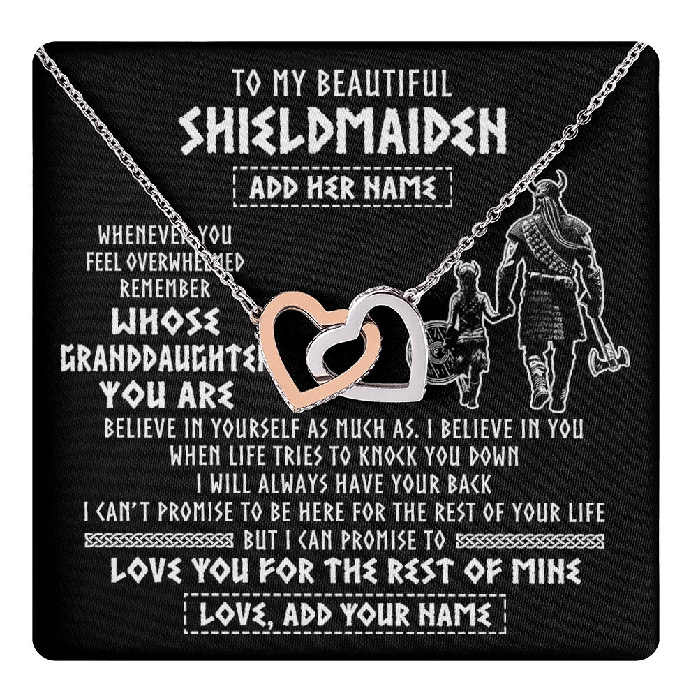 Interlocking Hearts Necklace Stainless Steel & Rose Gold Finish | 1 | Personalized To My Beautiful Shieldmaiden Viking Necklace Whenever You Feel Overwhelmed Granddaughter Birthday Gifts Christmas Custom Gift Box Message Card | teecentury.myshopify