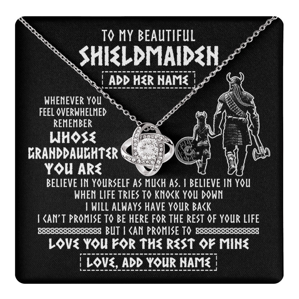 Love Knot Necklace 14K White Gold Finish | 1 | Personalized To My Beautiful Shieldmaiden Viking Necklace Whenever You Feel Overwhelmed Granddaughter Birthday Gifts Christmas Custom Gift Box Message Card | teecentury.myshopify